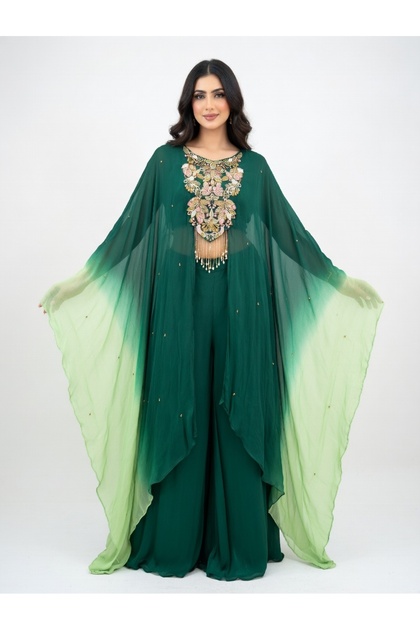 Ombre emerald cape and pants