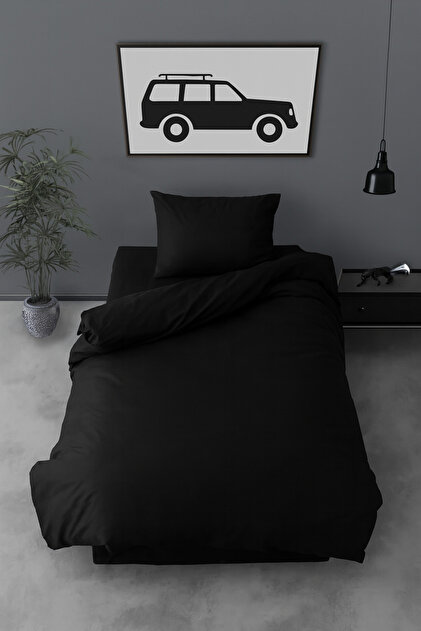 Ranforce Single Elastic Sheet Duvet Cover Set Black
