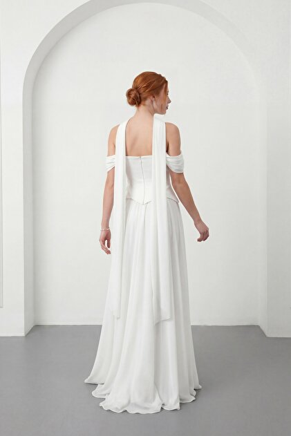 white collar elegant dress Collar White Wedding Dress| Wedding Gowns MADE TO MEASURE / White / Lace main image 1