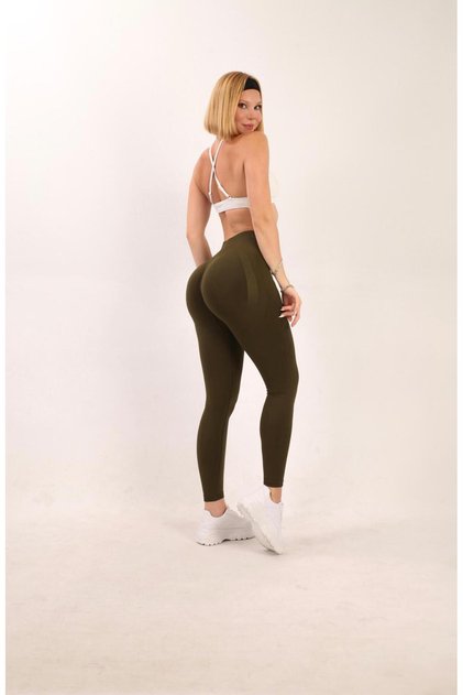 Arkası büzgülü seamless push-up spor tayt