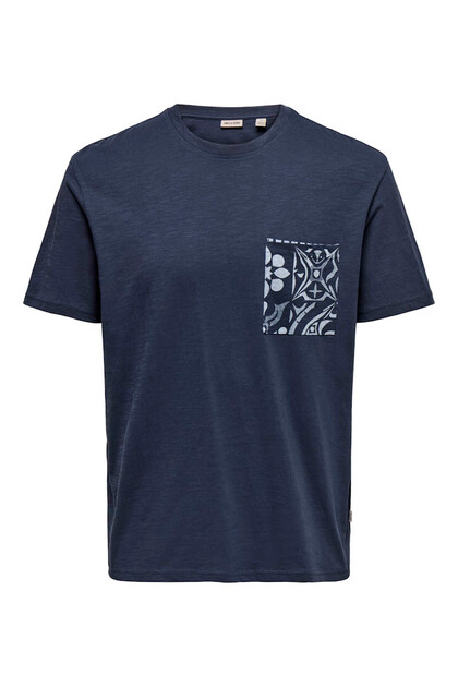 Only & Sons Onsperry Lıfe Reg Leaf Ss Pockettee Lacivert Erkek T