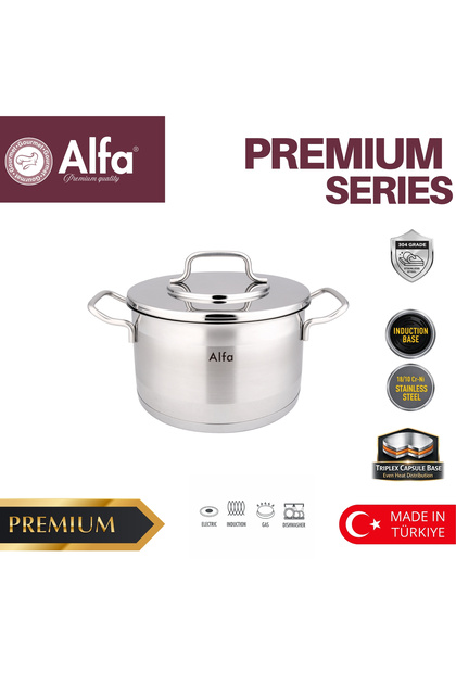 PREMIUM CASSEROLE 16cm Stainless Steel | 18/10 | Triplex Capsule | Induction | MADE IN TURKIYE