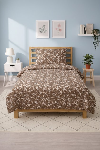 Daisy Floral Cinnamon Baby Pique Set - Romantic Country Children's Nordic Mink Powder Bedspread