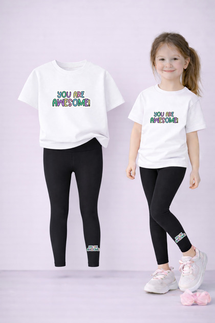Leggings - T-Shirt Set Mother Daughter Combination 100% Cotton Flexible Comfortable Daily Sports Combination