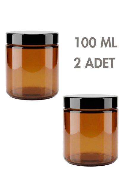 2 Pieces of Amber Glass Candle Holder with Plastic Black Lid and Inner Protector, Cream Cosmetic Decorative Jar, 100 ml