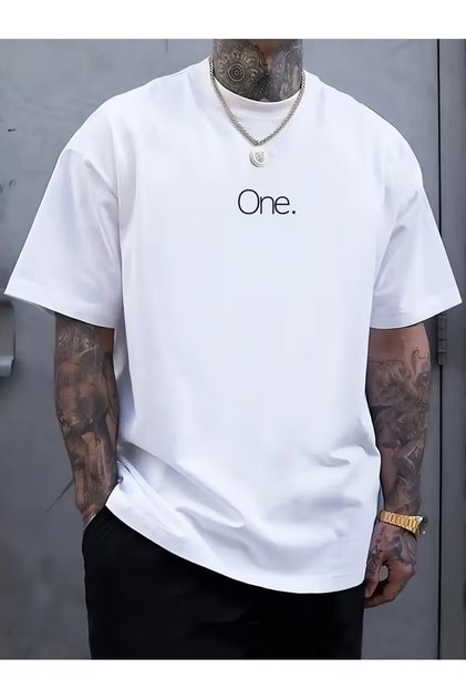 Male One. Printed Oversize Large Size T-Shirt Loose Fit