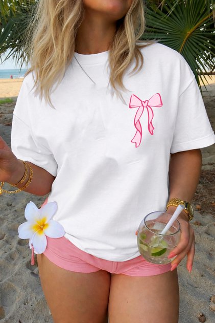 Women's White Oversize T-Shirt Kurdale Pink