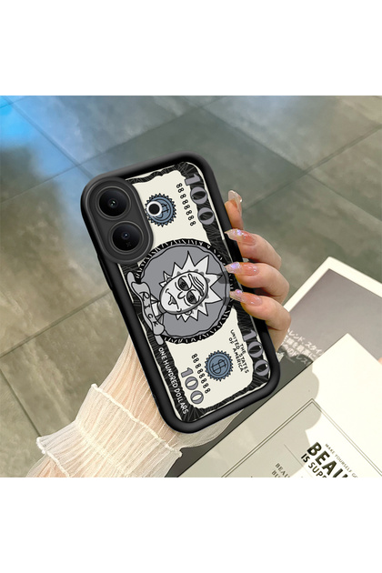 Vivo V60 Lite 4G/5G Compatible Black Silicone Stylish Print Case with Shockproof Camera Protection