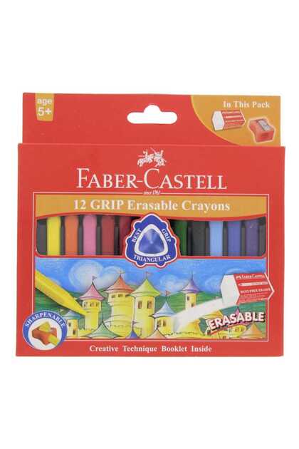 Faber-Castell Grip Erasable Crayons 12 Pieces