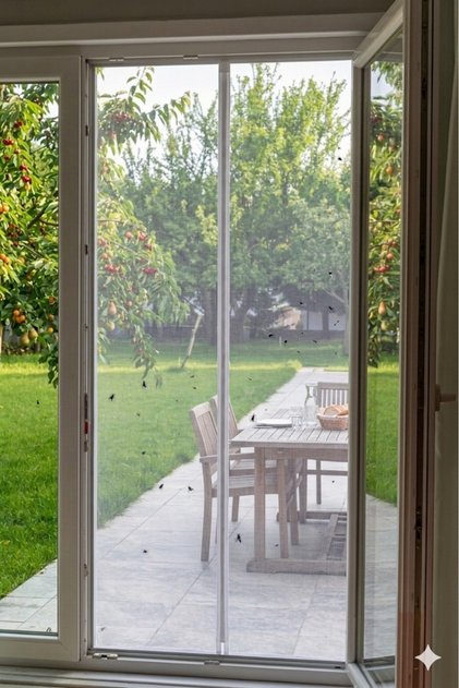 Magnetic Door Fly Screen 90X210 cm White – Easy Installation with Tape & Fasteners Fly Repellent Tulle