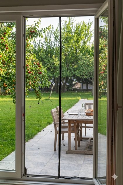 Magnetic Door Fly Screen 105X210 cm Black – Easy Installation with Tape & Pushpins Fly Repellent Tulle