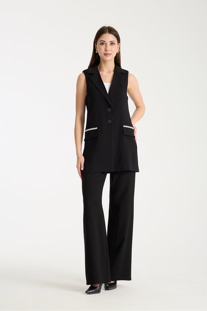 Stone Detailed Vest and Trousers Women's Set