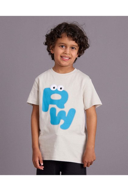 Boys Cream Printed T-Shirt