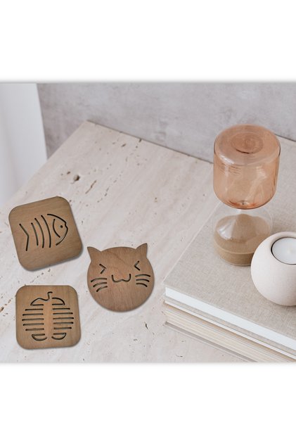 3-Piece Wooden Trivet Set - 15 cm Marine Beech Water-Resistant Presentation Set
