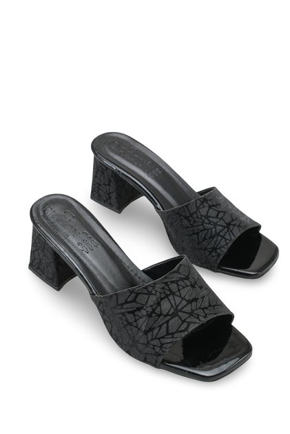 Rhea Alma Women's Heeled Slippers 0012205 Black Textured