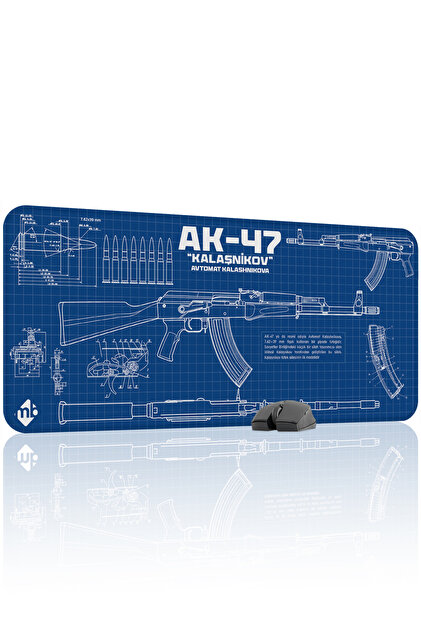 mousepad bastir AK 47 Mavi Kalaşnikov CS Dikişli Kauçuk Oyuncu