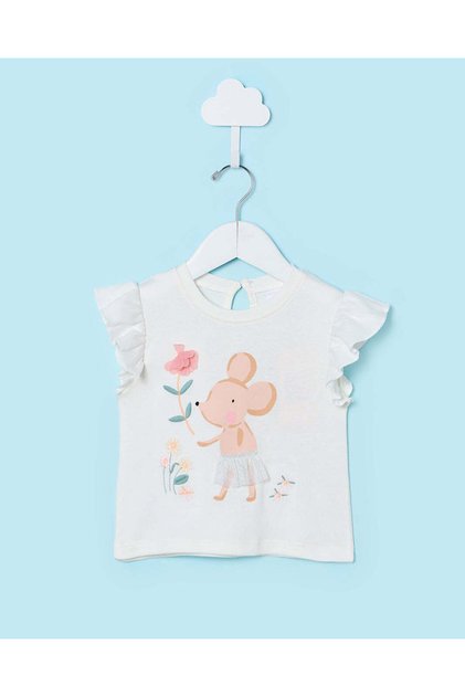 Infant Girls White Embellished T-Shirt