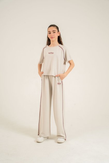 Glowup Dreams Embroidered Soft Textured-Comfort Fabric Girls' Top and Bottom Tracksuit Set