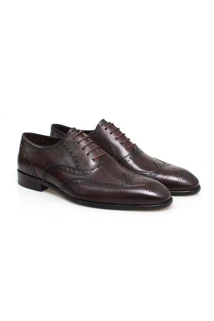 Brown Lace-Up Genuine Leather Men's Shoes