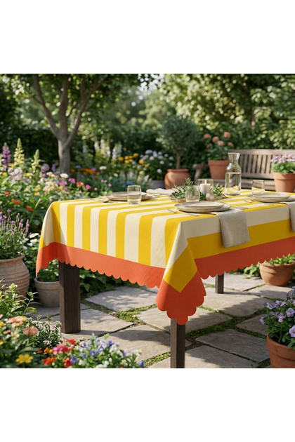 Modern Colorful Striped Tablecloth Stain-Resistant Stylish Design for Garden Balcony