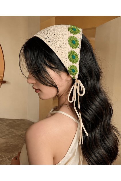 Boho Knotted Green Headband with Flower Embroidery Mesh for Women Girls Amazon.com : Fosrisix 2 Pcs Vintage Floral Embroidered  main image 4