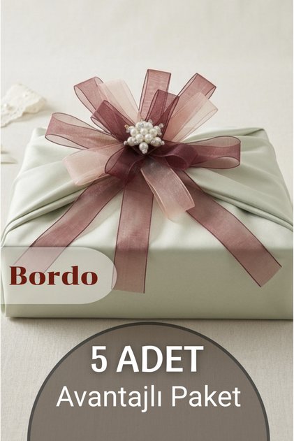 5 Adet Yıldız Bohça Süsleme Çiçeği (Bohça Çiçeği) Bordo