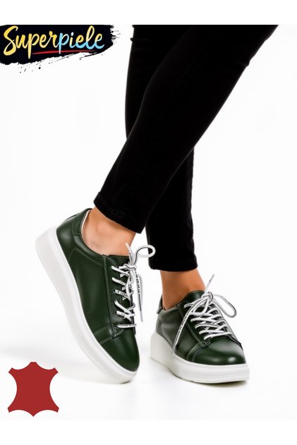 Pantofi casual piele naturala cu varf rotund Si talpa alba