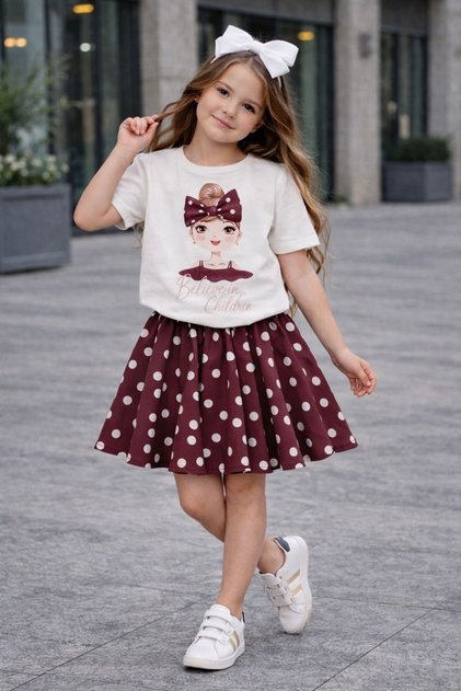 Girl's Shorts Skirt T-Shirt Set 2 Pieces (Ages 2-10) - 31709