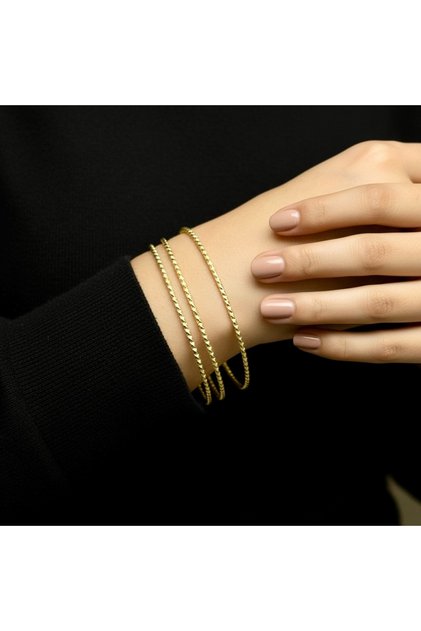 14K Gold Xuping Vip 3lü Ajda Bilezik - Kararmaz Paslanmaz Kadın Bileklik