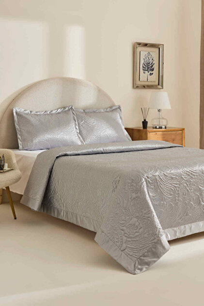 Anita Kristal Double Satin Bedspread Set Silver