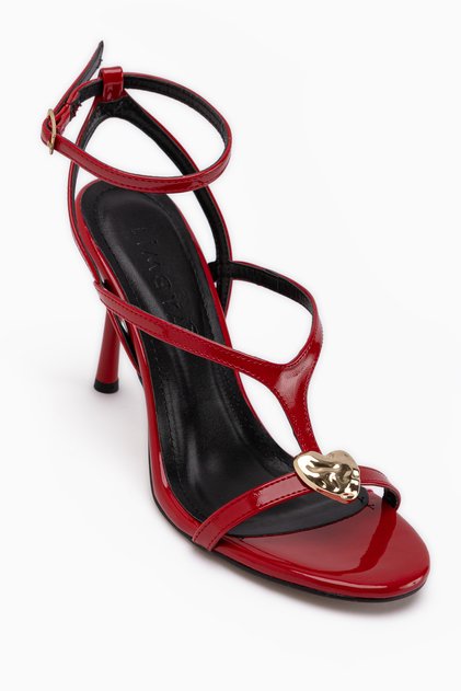 Sweta Red Ankle Strap Buckle Women's Heeled Shoes