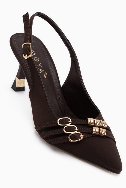 Rosy Brown Buckle Women's Heeled Shoes