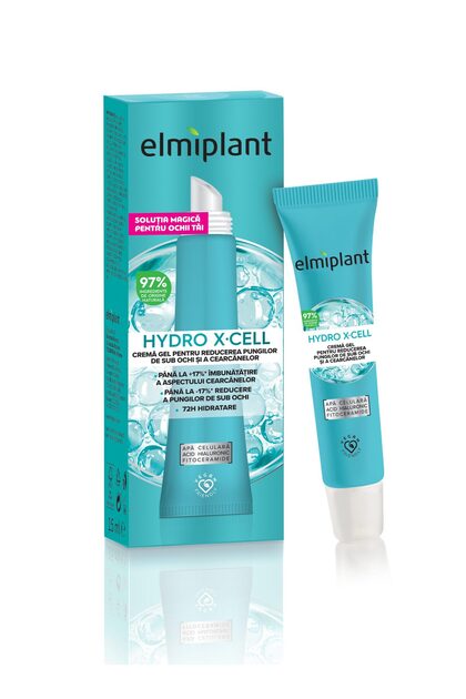Cremă-gel pentru reducerea pungilor de sub ochi și a cearcănelor, Elmiplant, Hydro X-Cell, 15 ml