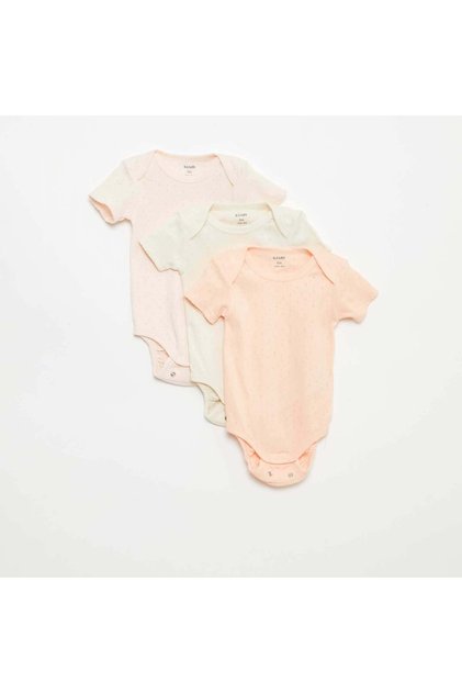 Plain knit grow-with-them bodysuits - Pack of 3 ORANGE
