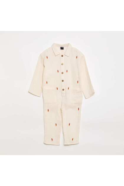 All-Over Print Cotton Romper WHITE