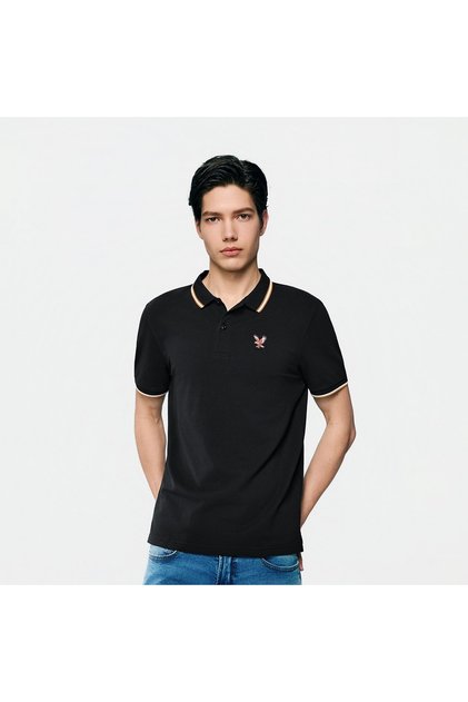 Men's Knit Collar Short Sleeve Slim Fit Embroidered Polo