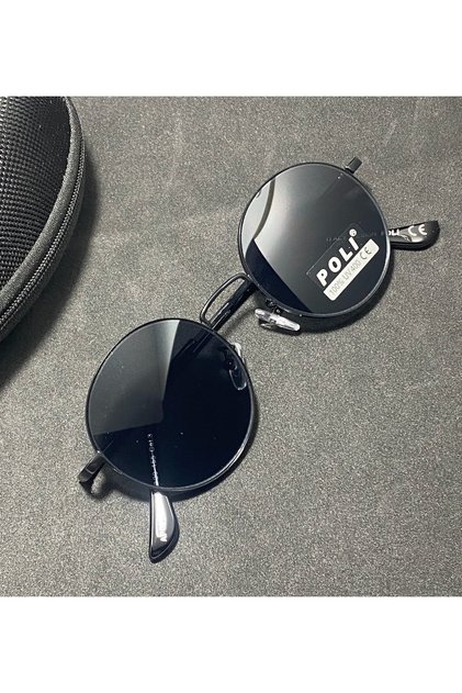Ochelari de Soare rotunzi cu rama metalica neagră, Design Retro, Protectie Moderna – UV 400