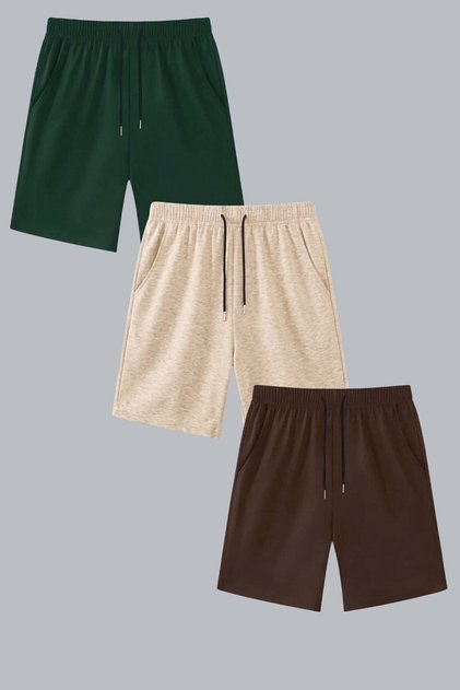 Busekids Unisex Summer Shorts/Capri Set of 3 Comfortable Fit 9 Colors