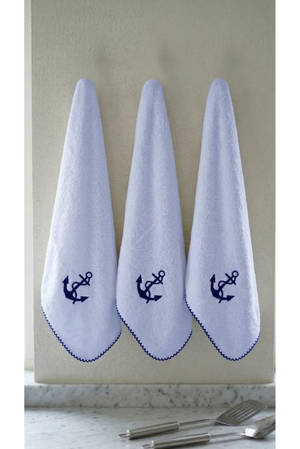 Set of 3 Kitchen and Hand/Face Towels 30X50 cm 100% Velvet Cotton