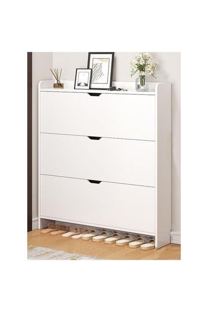 Three Tier Shoe Rack Organizer Storage Foldable Closet with Doors for Living Room