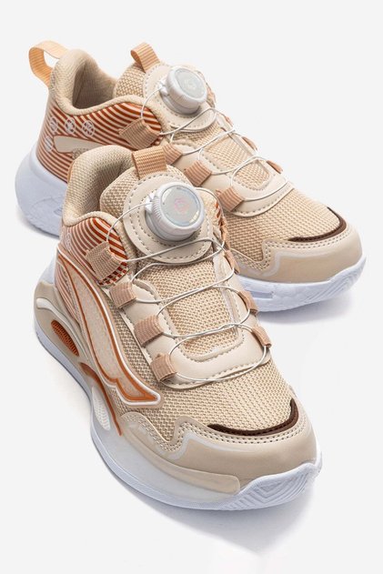 Zippered Lace Anorak Children's Sports Shoes 31-35 Beige Taba