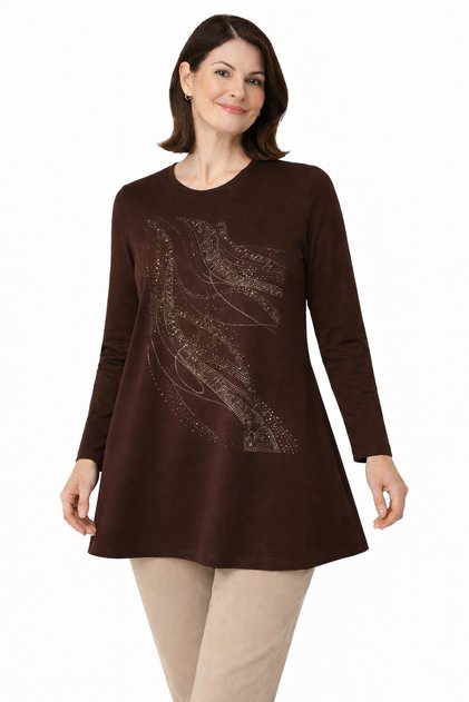 Women's Combed Cotton Tunic for Middle Age and Above Mothers 4743