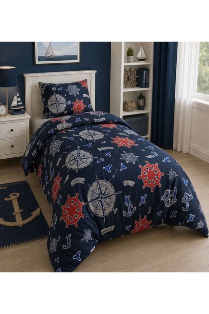 Single Fitted Sheet Duvet Cover Set Sailor