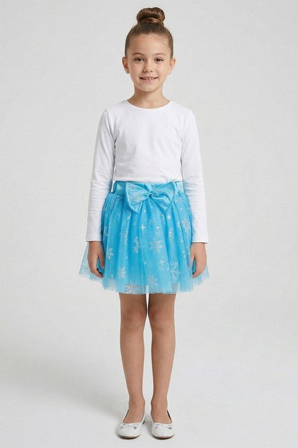 Glittery Snowflake Printed Girls' Tutu Skirt - 26Y 1721