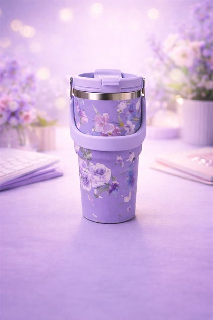 700 ml Steel Thermos Mug with Carrying Handle, Vacuum Heat Insulated, Leak-Proof, Stylish Cup