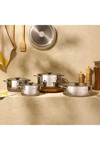 Kitchen Pure Steel XL 8 Parça Çelik Tencere Seti