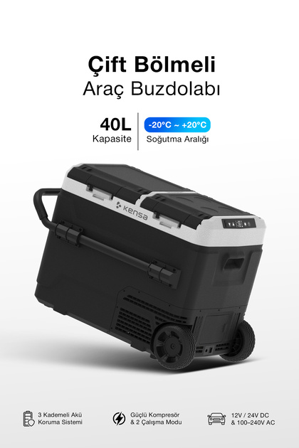Kensa Taşınabilir Çift Bölmeli Araç Buzdolabı Ve Derin Dondurucu
