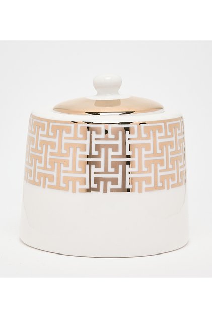 New Bone China 10x8cm White/Gold Tea Pot