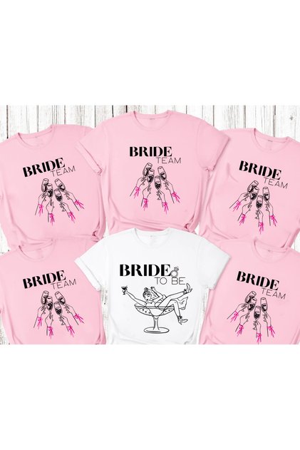 Farewell to Singlery Bride to Be Bride Team Printed Special Pack of 6 Oversize Basic Tshirts