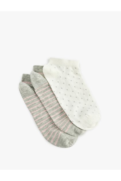 Set of 3 Patterned Cotton Bootie Socks
